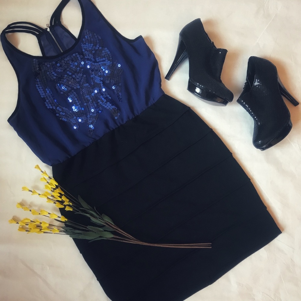 Royalty in blue sequin racer back dress